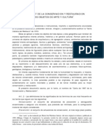 Carta de 1987 de La Conservacion y Restauracion de Los Objetos de Arte y Cultura. Italia