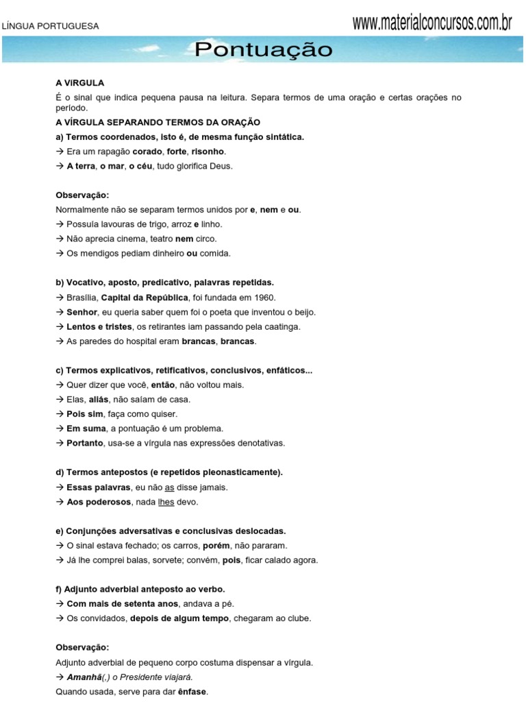 Pontuação: Regras e Exemplos de Uso da Vírgula, Dois-Pontos e Ponto-e ...