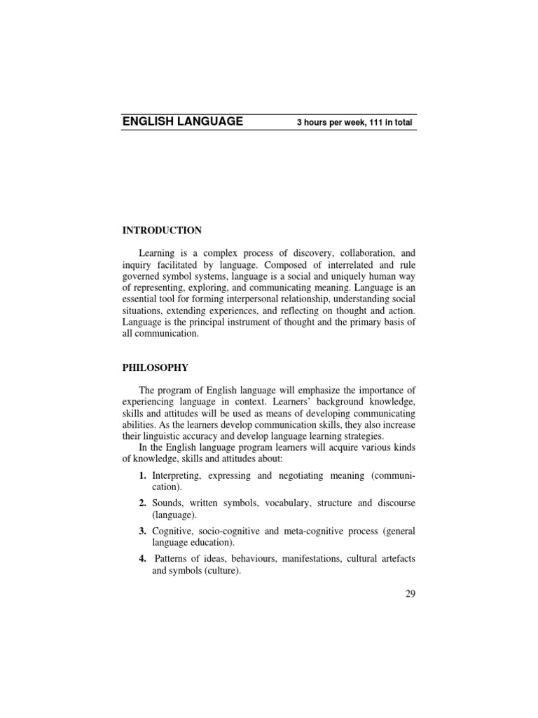 Grade 8 English Language Curriculum | PDF | English Language ...