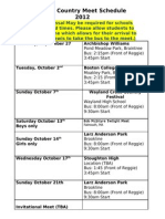 Cross Country Meet Schedule Fall 2012