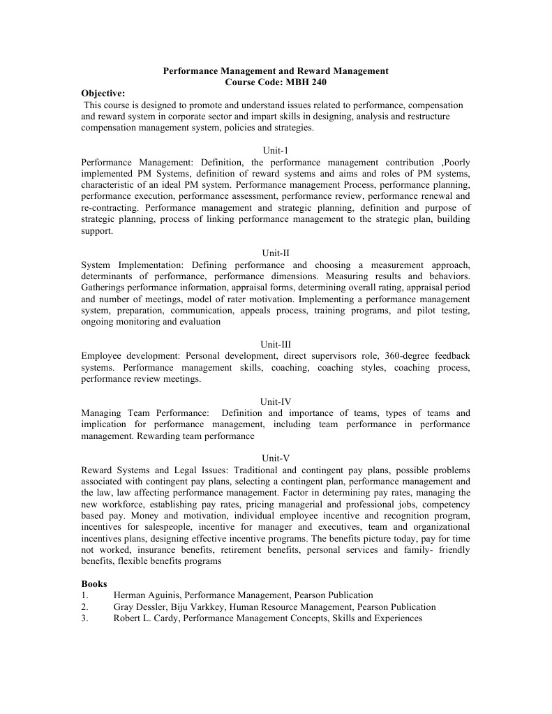 Performance Management and Rewards Course | PDF | Performance ...