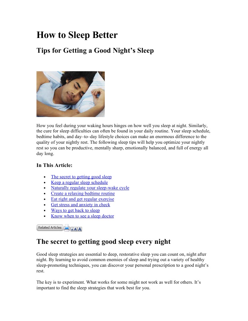 How To Sleep Better PDF Relaxation (Psychology) Sleep