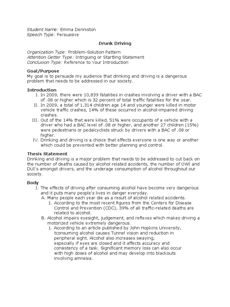 Drunk Driving Essay