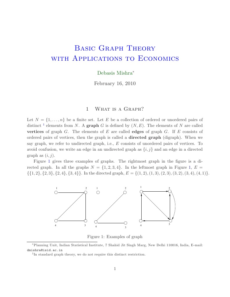 Basic Graph Theory With Applications To Economics: February 16, 2010 ...