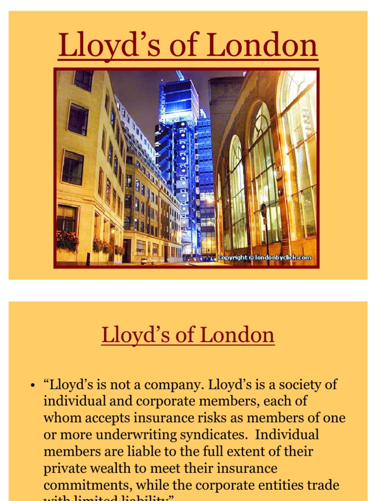 Lloyd S of London Presentation PDF Underwriting Insurance