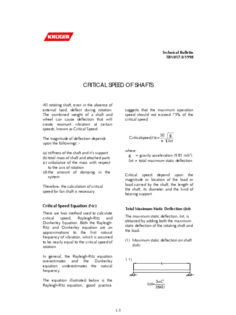 2Critical Speed of Shaft PDF Mechanical Engineering Mechanics
