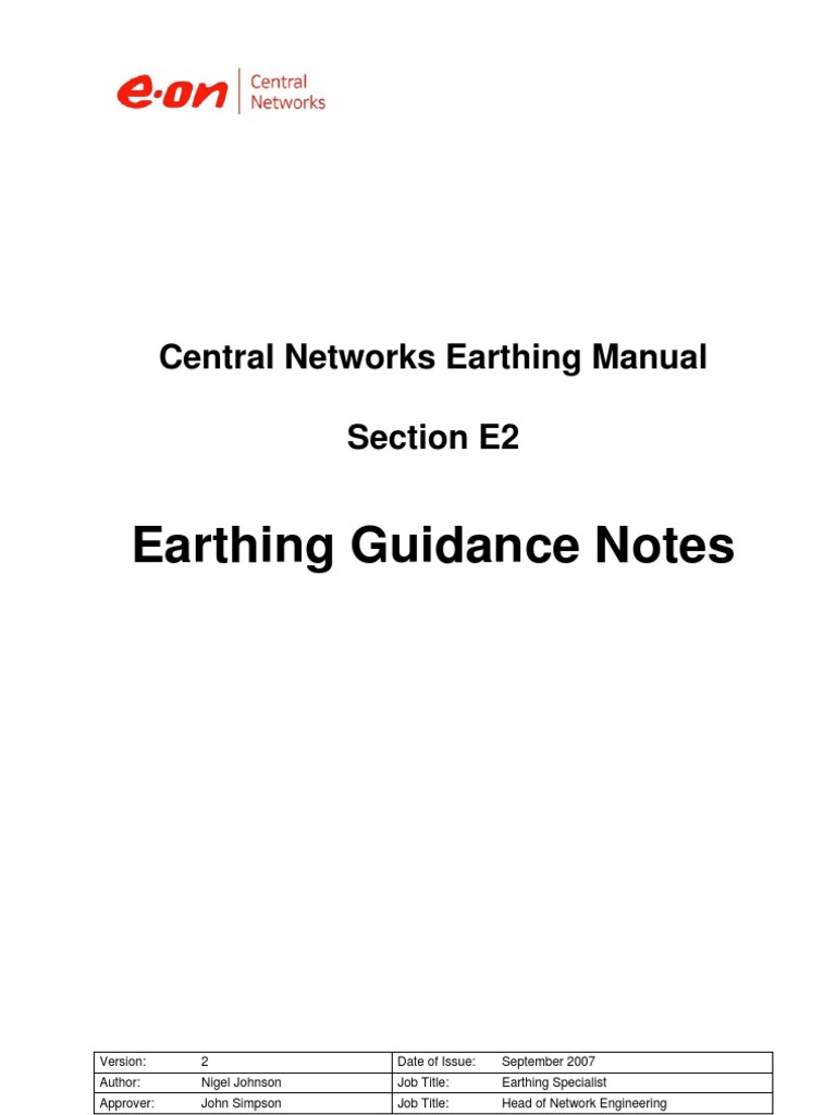 Earthing Guidance Notes Central Networks | PDF | Transformer ...