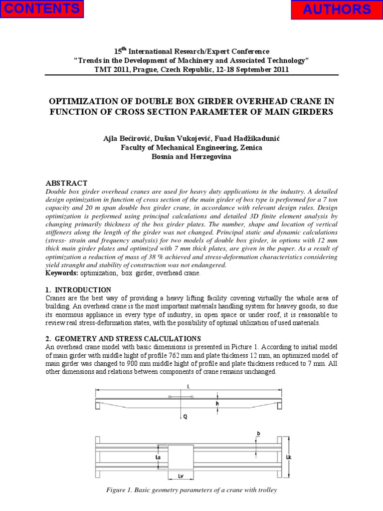 Crane Girder Optimization Study | PDF