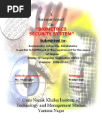 A Seminar Report On: "Biometrics Security System"