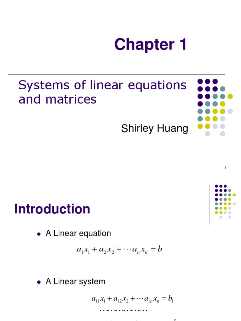 Chapter 1 Student New 1 | PDF | System Of Linear Equations | Matrix ...