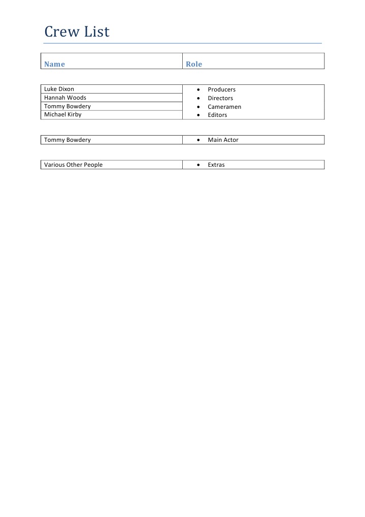 Crew List | PDF