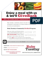 Ruby Tuesday Giveback Flyer