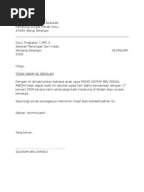 Contoh surat memohon cuti sekolah