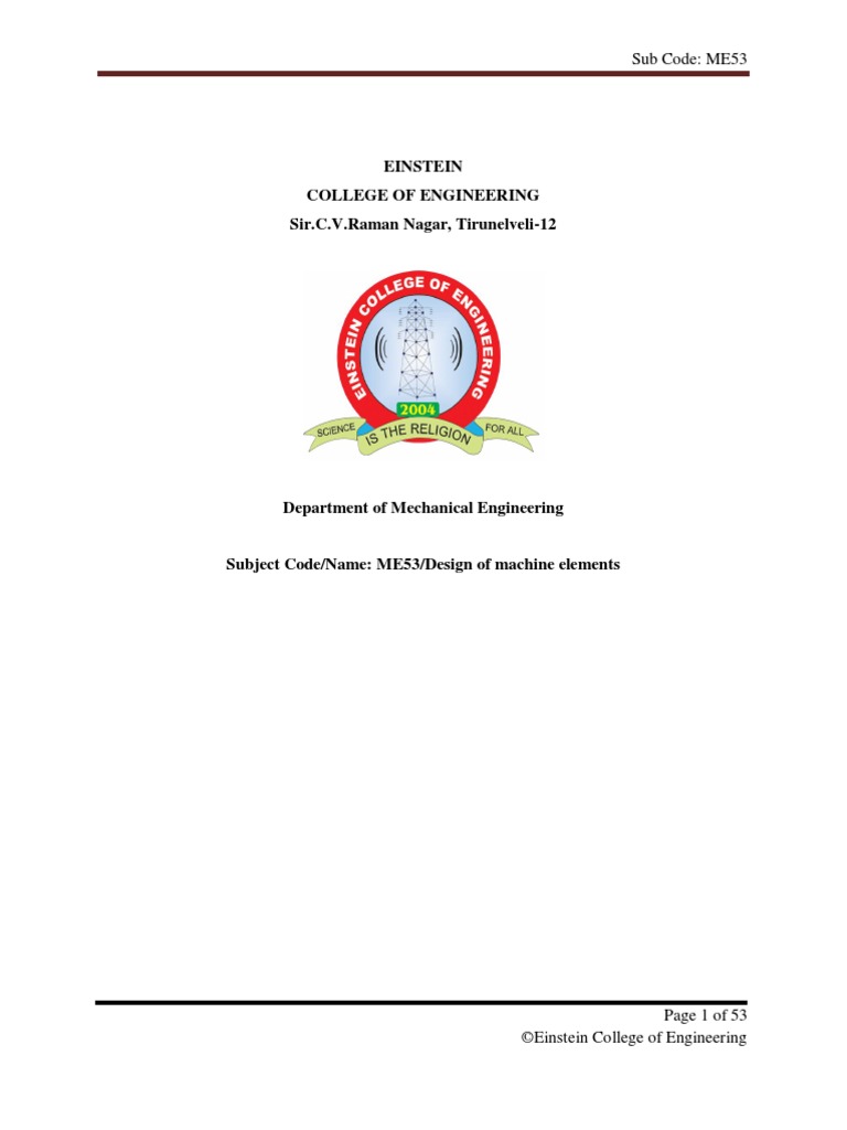 Design of Machine Elements | PDF | Bending | Deformation (Engineering)