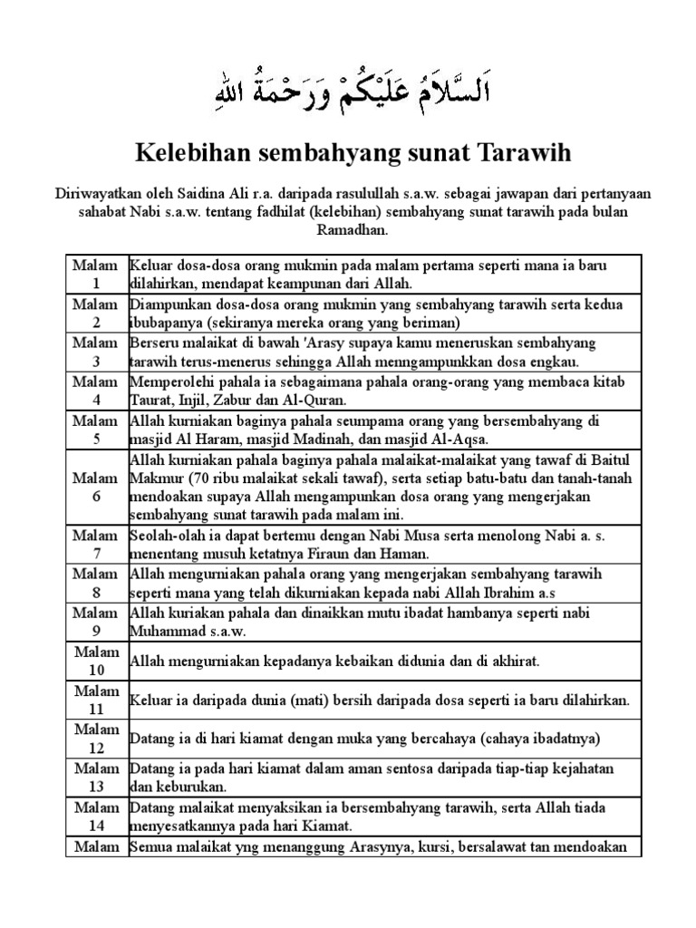 Kelebihan Sembahyang Sunat Tarawih Pdf
