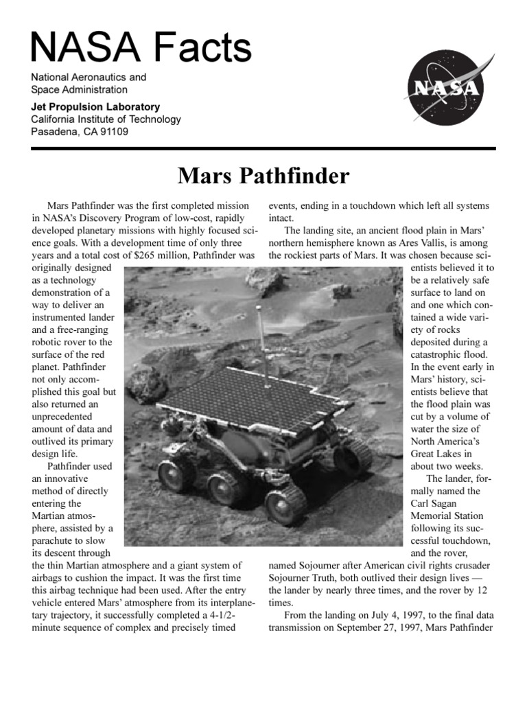 Mars Pathfinder Rover Facts | PDF