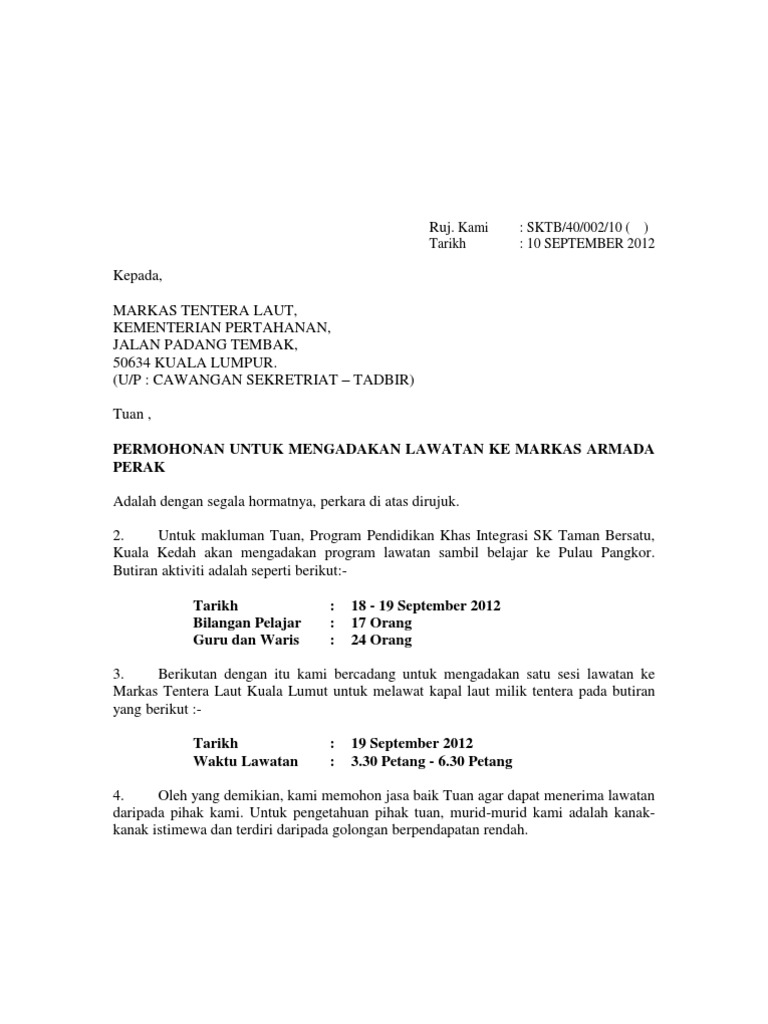 Contoh Surat Lawatan Sambil Belajar Ke Universiti