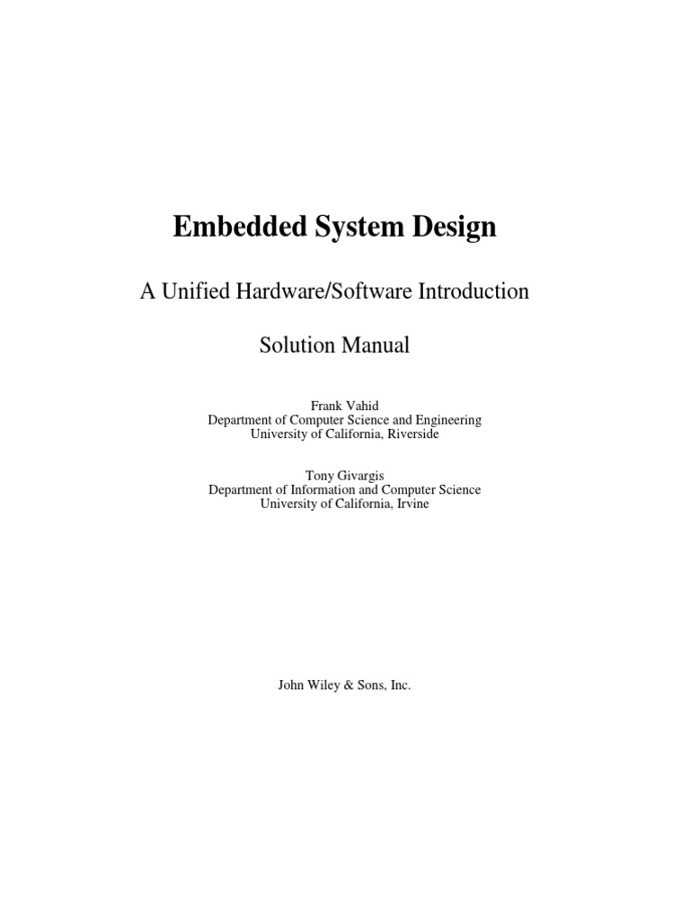 Frank/Vahid Embedded-Design Solution Manual | Read Only Memory | Computer  Memory