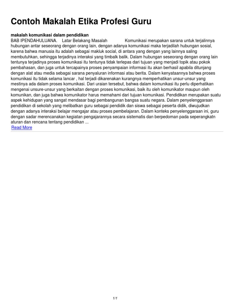 Contoh Makalah Etika Profesi Guru