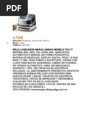 Como cambiar la hora a un reloj checador amano sale
