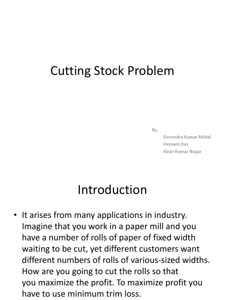 Cutting Stock Problem Techniques | PDF | Linear Programming | Systems ...