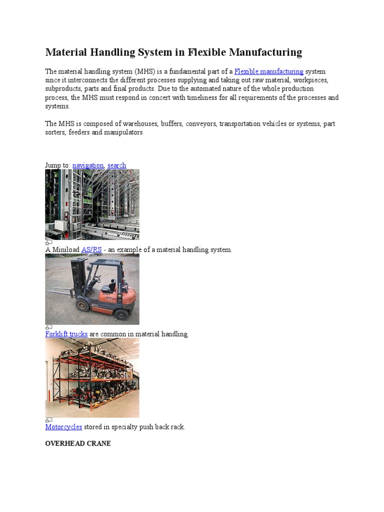 Material Handling Systems Overview | PDF | Forklift | Machines