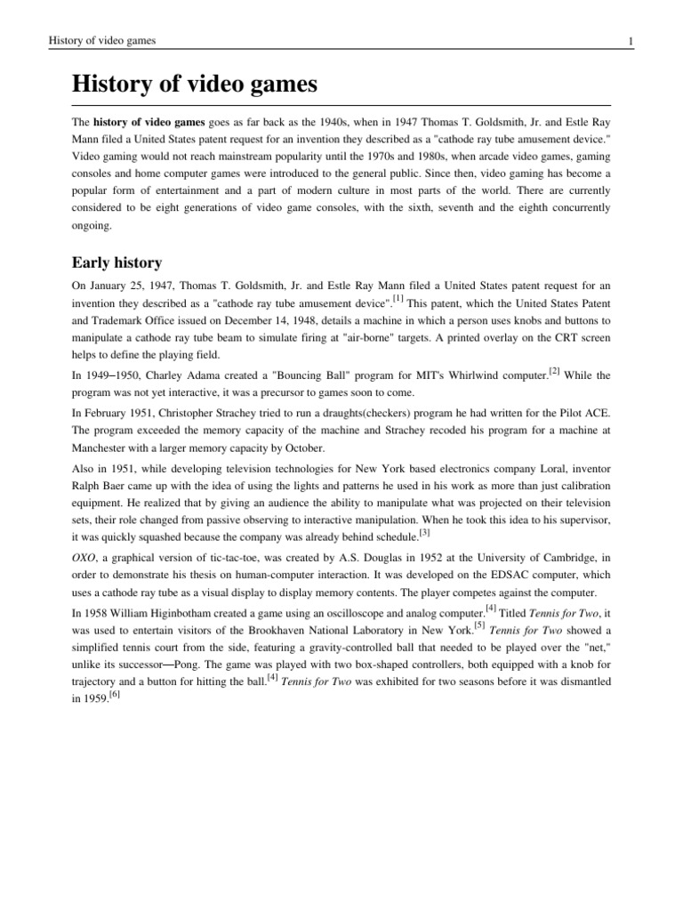 History of Video Games PDF Video Game Consoles Video Games