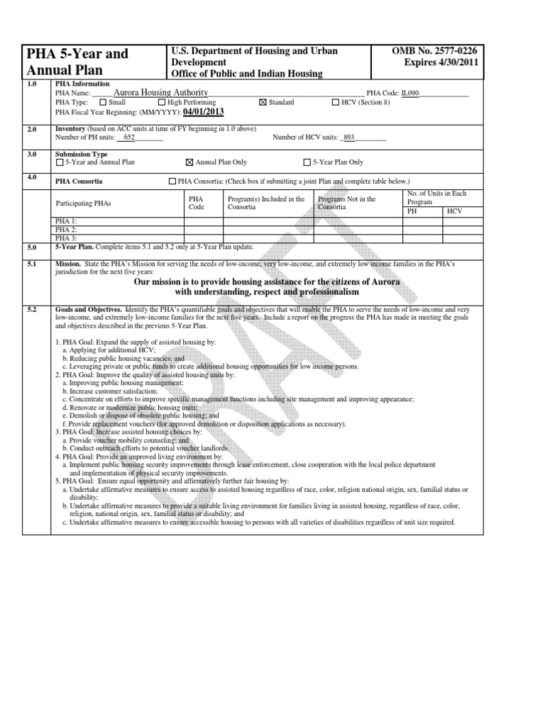 Aurora Housing Authority Illinois (AHA) 2013 Draft Annual Plan