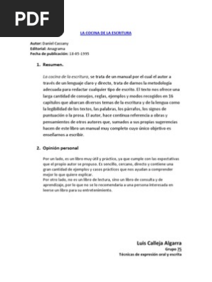 La Cocina De La Escritura Resena