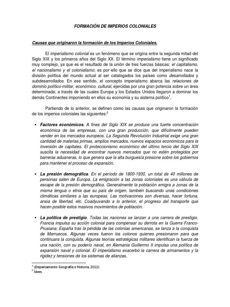 Formación de Imperios Coloniales | PDF | Imperialismo | Colonialismo