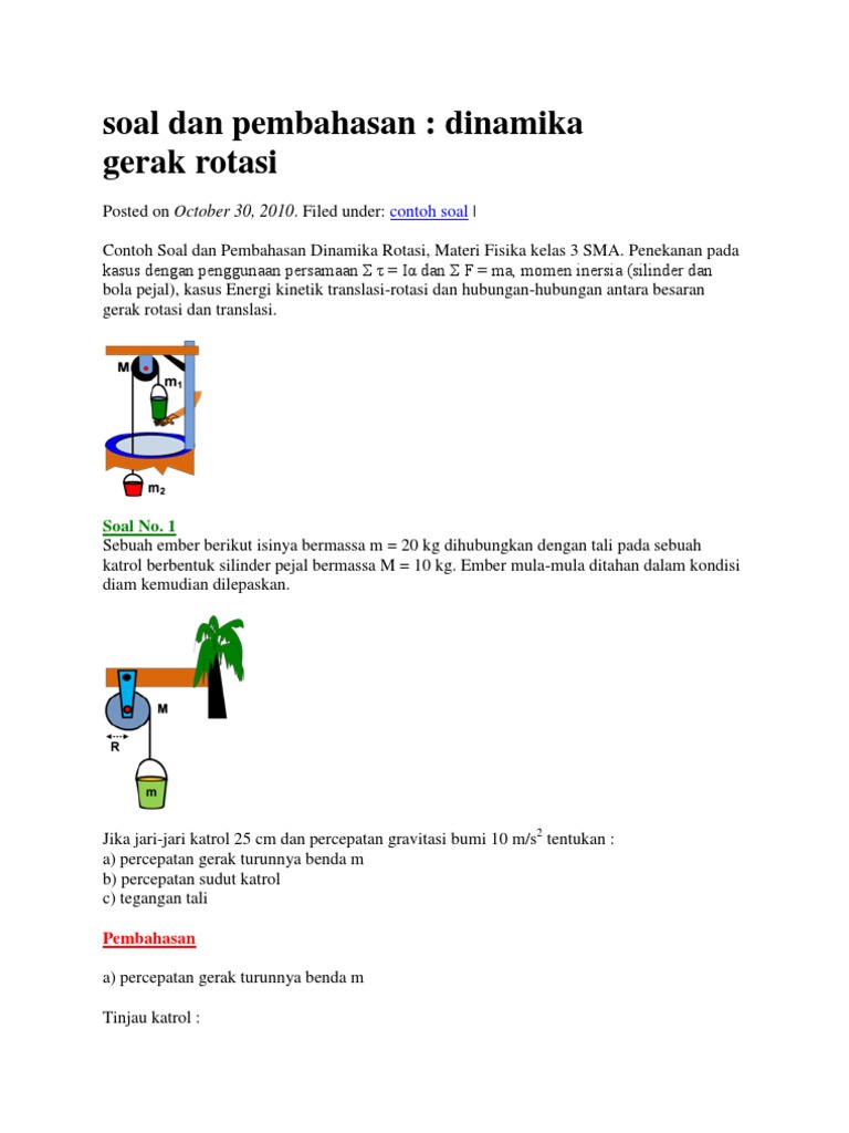 Soal Dan Pembahasan Dinamika Gerak Rotasi