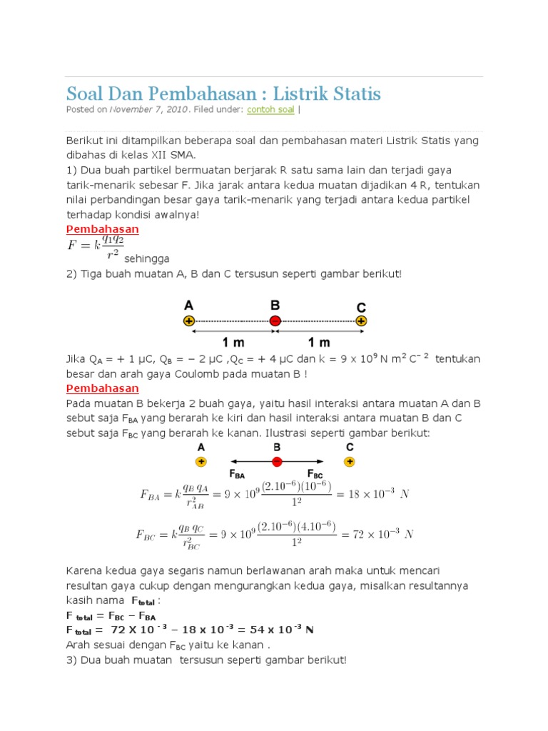 Soal Dan Jawaban Hukum Coulomb | tips soal matriks