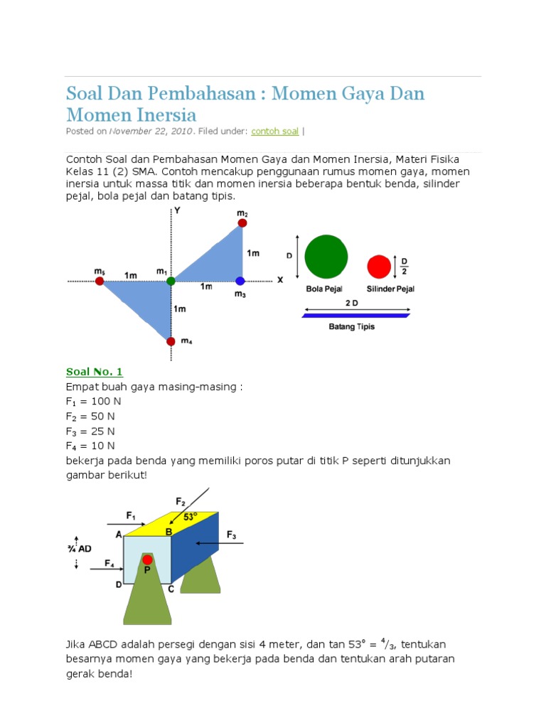 Soal Dan Pembahasan Momen Gaya Dan Momen Inersia PDF