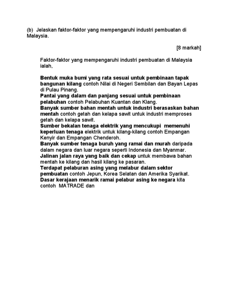 Contoh Jawapan Esei Geografi Tingkatan 6