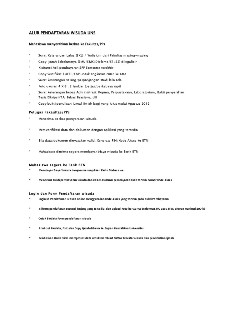 Alur Pendaftaran Wisuda Uns