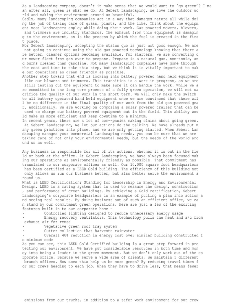 Jeff Sebert Landscaping | Download Free PDF | Leadership In Energy And ...