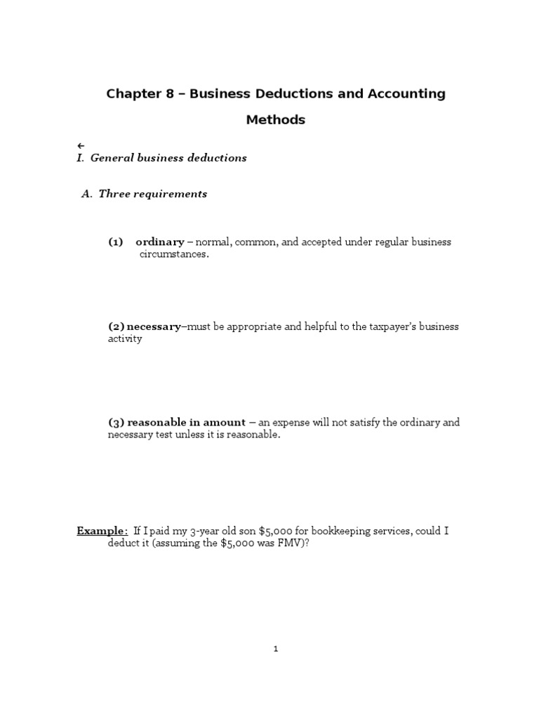 Business Deductions & Accounting Methods | PDF