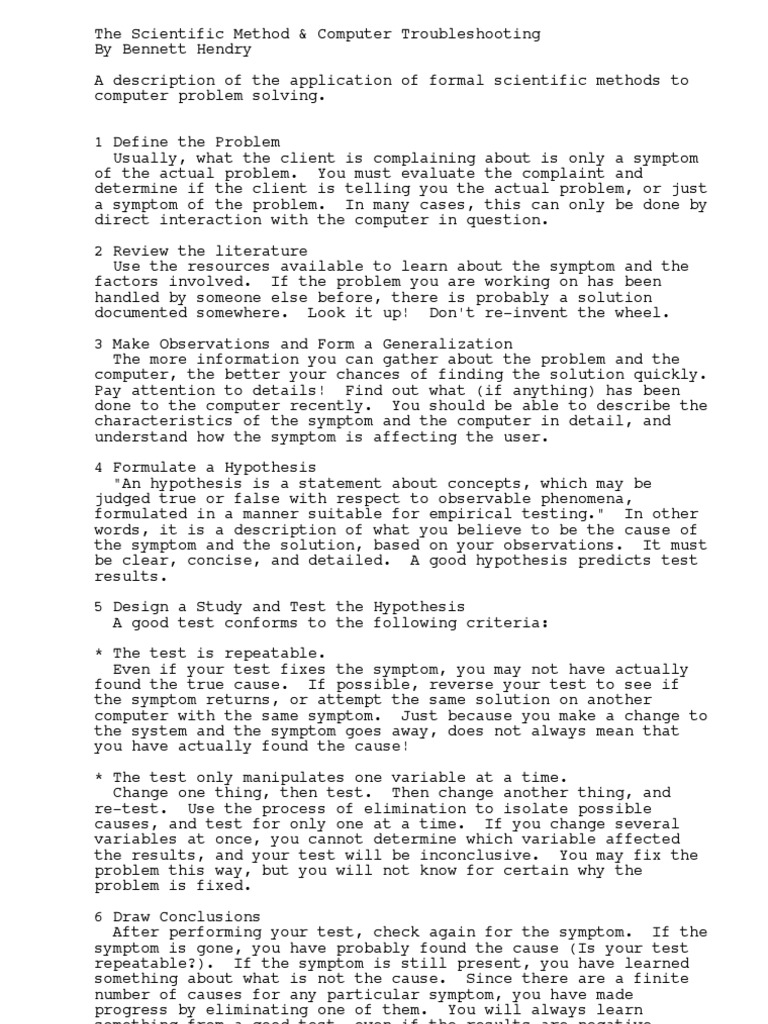 Scientific Method in Computer Troubleshooting | PDF | Scientific Method ...