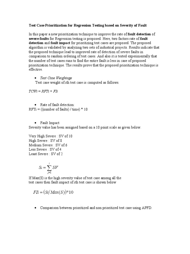 Test Case Prioritization For Regression Testing Based On Severity of ...
