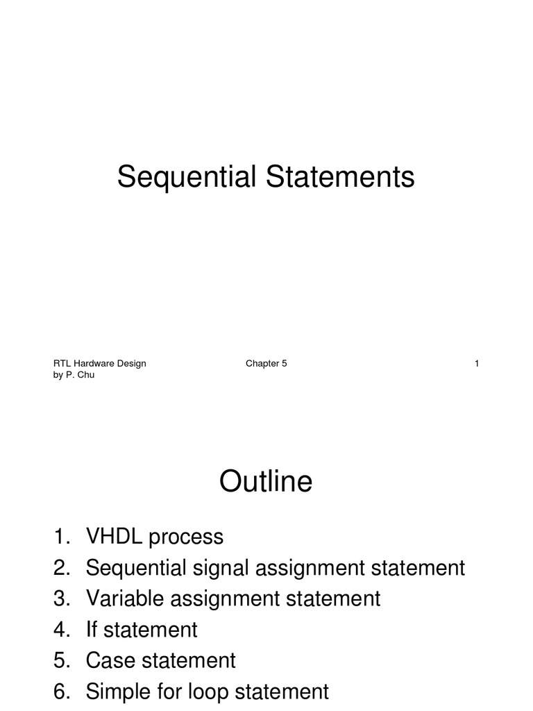 Sequential Statements RTL Hardware Design by P. Chu 1 PDF Vhdl