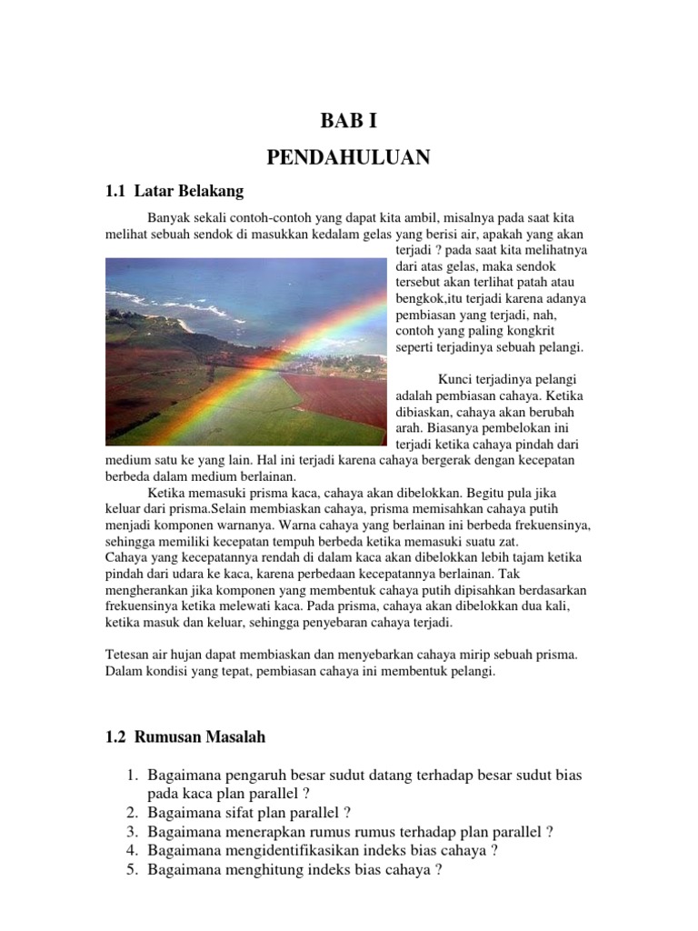 Contoh Laporan Percobaan Membuat Pelangi