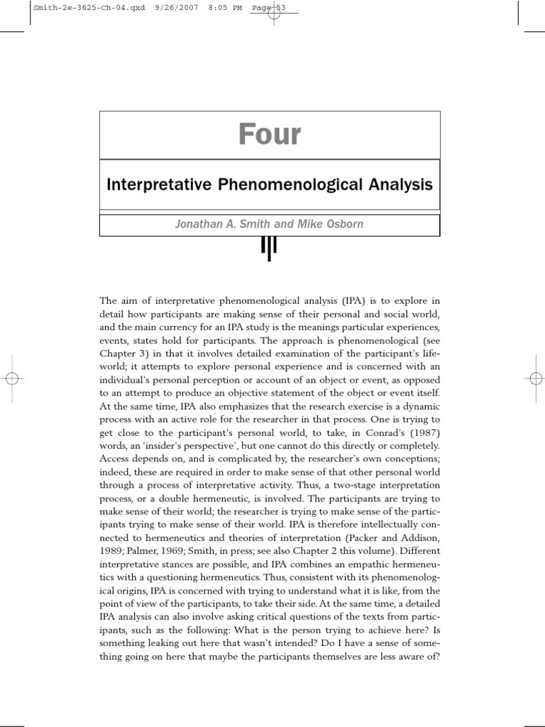 Interpretative Phenomenological Analysis | PDF | Self-Improvement ...