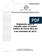 20120913 - REGLAMENTO PARA LA CONSULTA SOBRE EL ESTATUS POLÍTICO DE PUERTO RICO (PLEBISCITO)