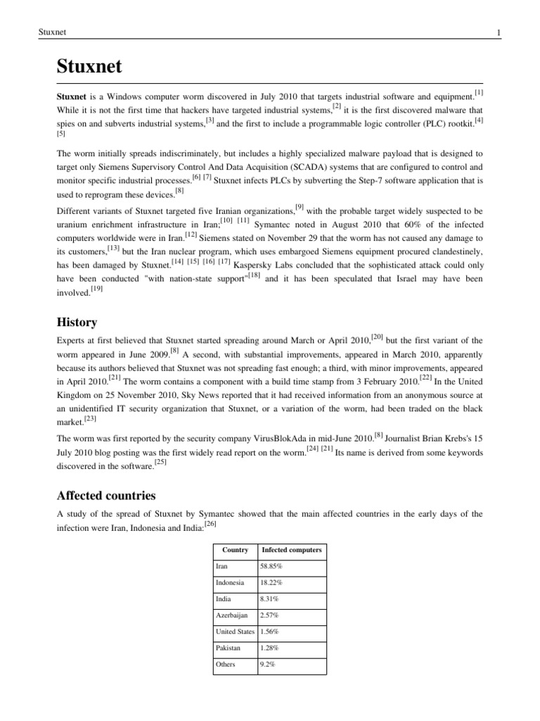 STUXNET | Download Free PDF | Cybercrime | Computer Security