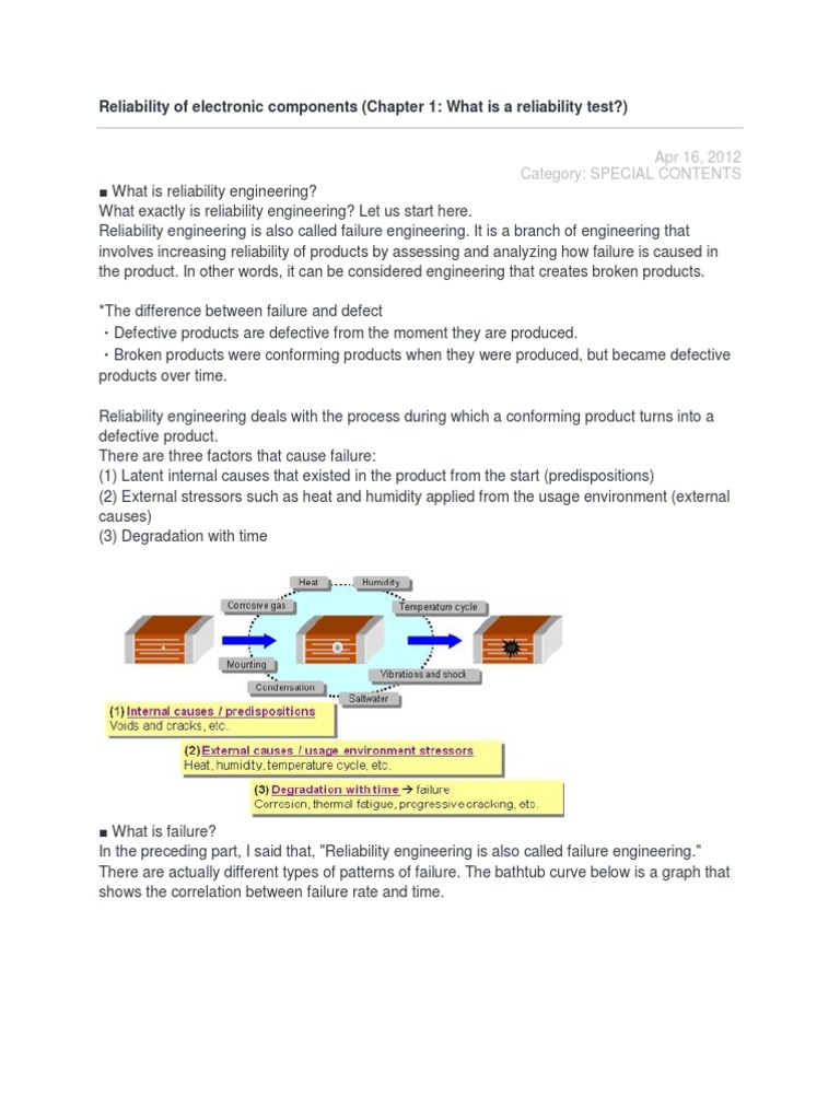 Reliability of Electronic Components PDF Reliability Engineering