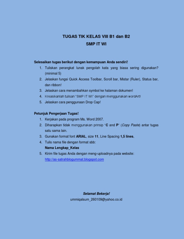 Tugas Tik Kelas Viiib1 B2 Smp It Wi