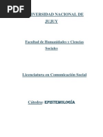Universidad Nacional de Jujuy Resumen de Epistemologia