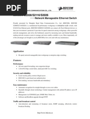 Manual Bdcom s2026 | PDF | Network Switch | Computer Network