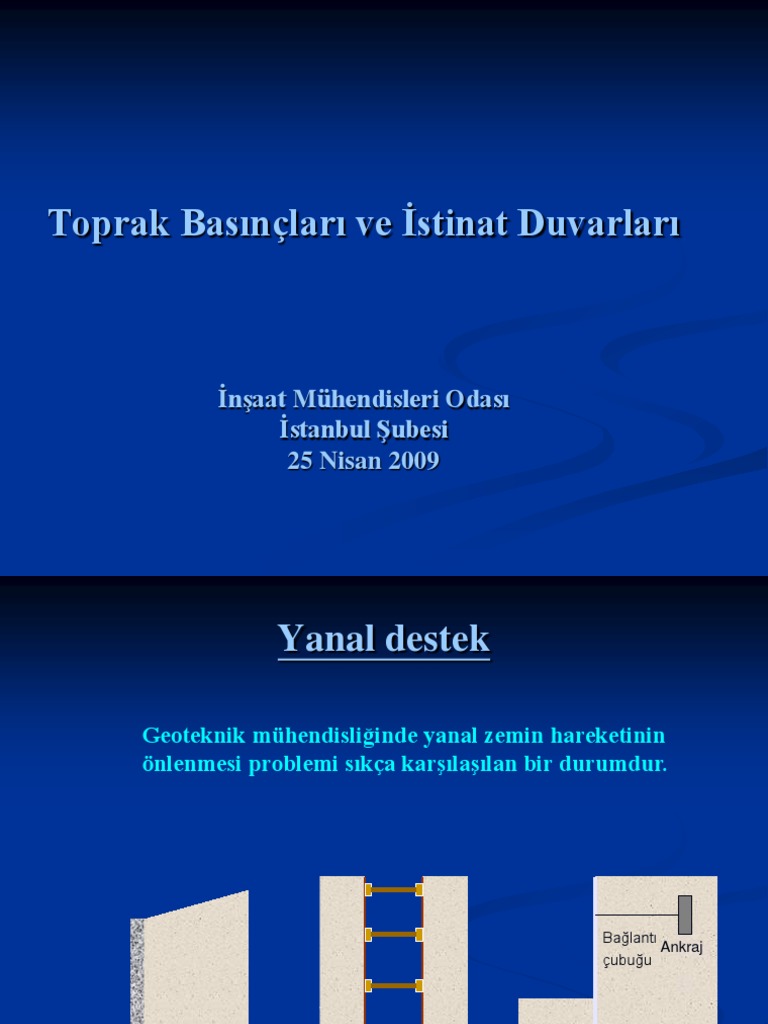 Toprak Basınçları ve İstinat Duvarları ; Prof.Dr. Ahmet Sağlamer