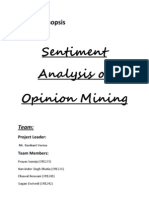 Sentiment Analysis or Opinion Mining: Project Synopsis